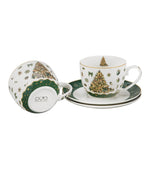 Karácsonyfás porcelán csésze aljjal, 2 személyes szett 270 ml – Tree Sparkle (díszdobozban)