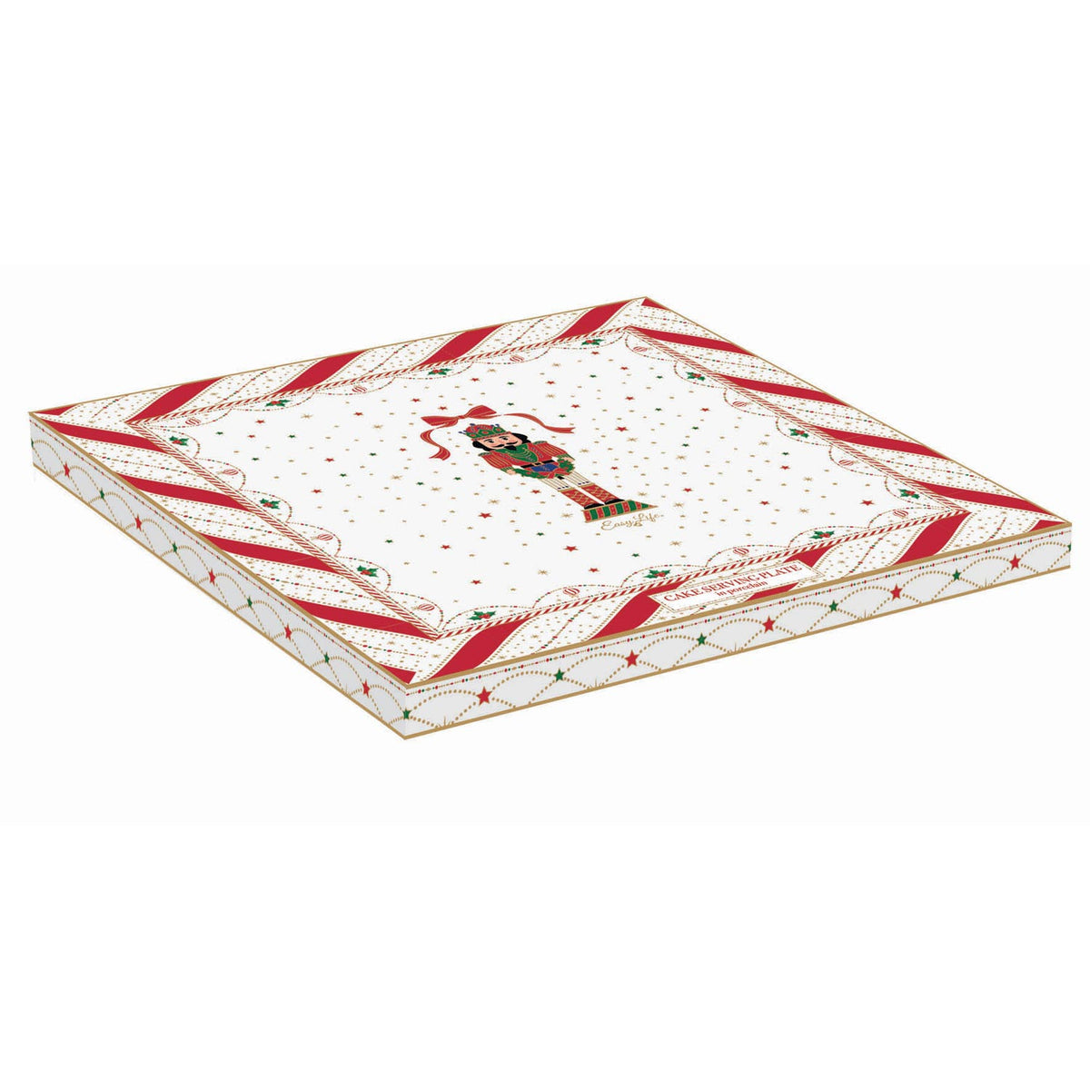 Karácsonyi porcelán tortatál Nutracker Twist