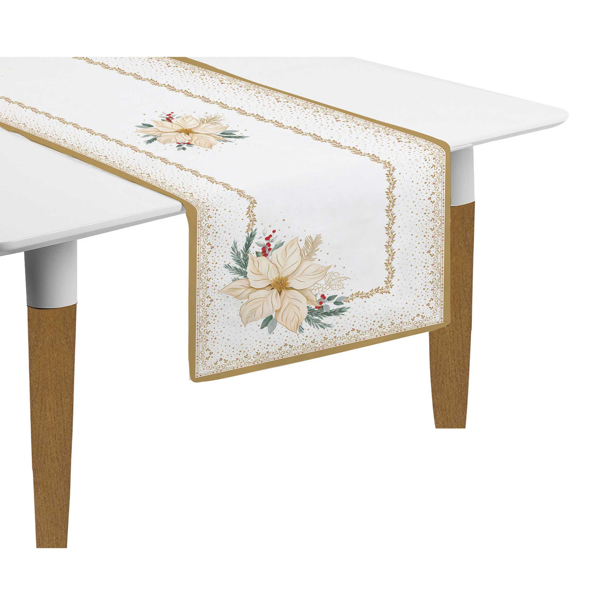 Karácsonyi pamut Asztali futó 45x140 cm 2 db-os szett White Elegance