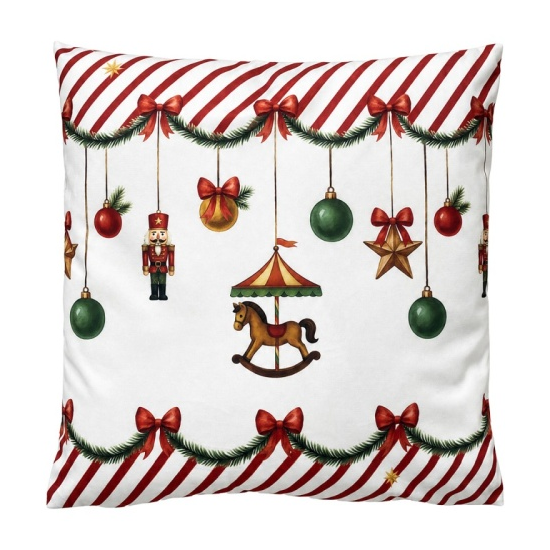 Karácsonyi díszpárna töltelékkel 45×45 cm, poliészter, Christmas Carousel Dream