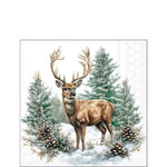 Karácsonyi szarvas mintás szalvéta 25x25 cm 20 db-os Winter Stag