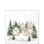 Karácsonyi havas házak mintás szalvéta 25x25 cm 20 db-os Snowy Houses