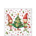 Karácsonyi manós szalvéta 25x25 cm 20 db-os Elves by the Tree