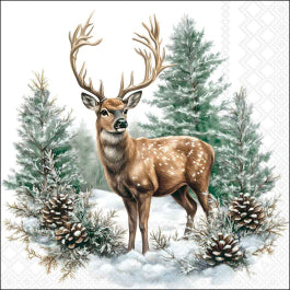 Karácsonyi szarvas mintás szalvéta 33x33 cm 20 db-os Winter Stag