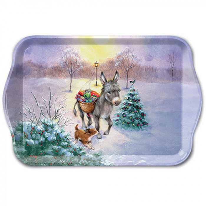 Karácsonyi műanyag kis tálca 13x21 cm csacsis Gifts delivery