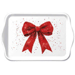 Karácsonyi masnis piros-fehér melamin kistálca 13x21 cm Fancy Bow