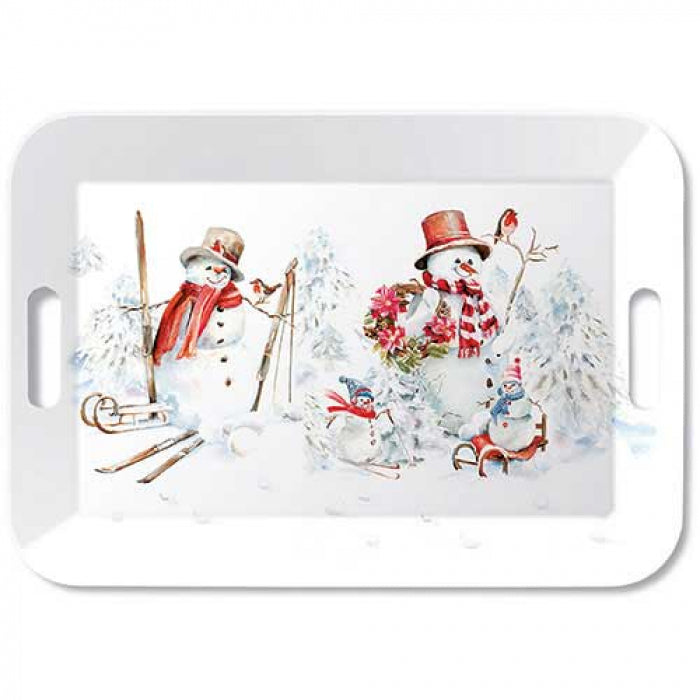 Sporty Snowmen Karácsonyi hóemberes műanyag nagy konyhai tálca 33x47cm