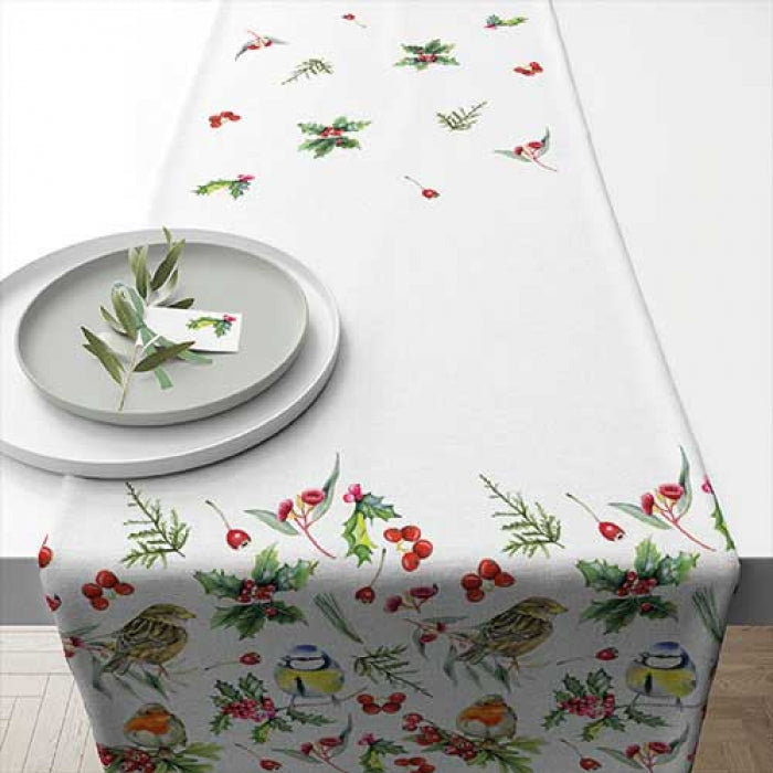 Birds in Winter karácsonyi asztali futó 40x150 cm 100% pamut madaras