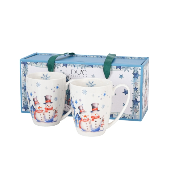 Karácsonyi Porcelán bögre 2 db-os szett, 360 mldobozban, Snowman