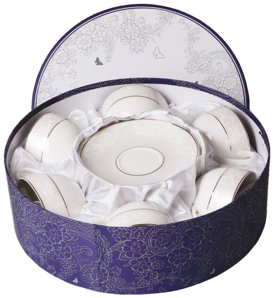 Veroni porcelán teáscsésze 6 személyes szett díszdobozban Satin