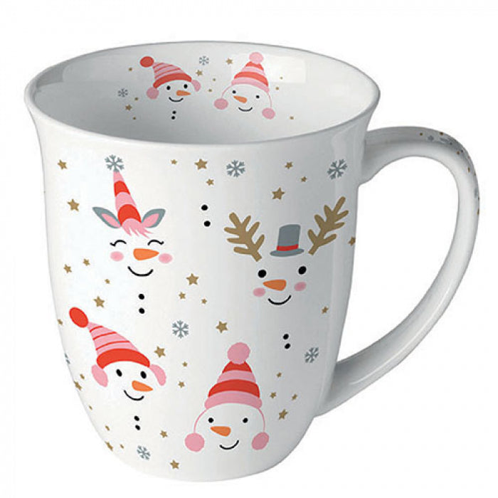 Hóemberek Karácsonyi porcelán bögre 400 ml Funny snowmen