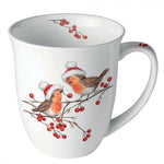 Karácsonyi porcelán vörösbegy bögre 400 ml Christmas robins white