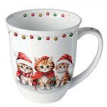 Karácsonyi porcelán cicás bögre 400 ml Funny cute kittens