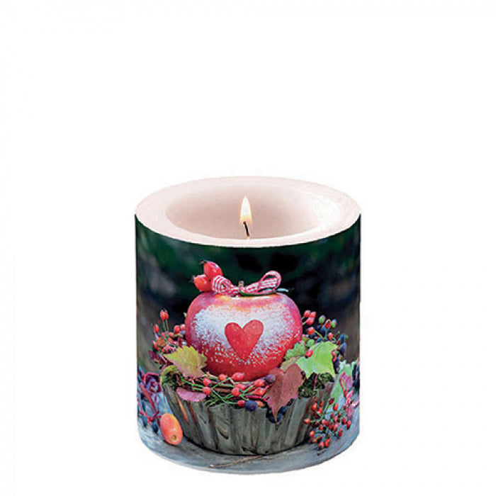 Átvilágítós karácsonyi viasz gyertya kicsi Snow dusted apple