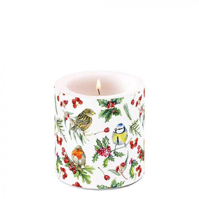 Karácsonyi átvilágítós gyertya kicsi Téli Madárdal