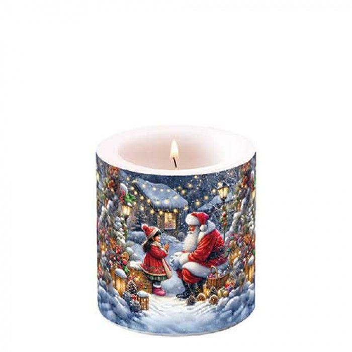 Karácsonyi télapós átvilágítós viasz gyertya kicsi Talking to Santa