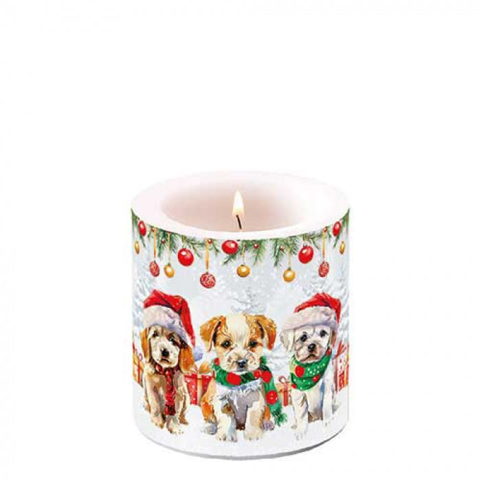 Kutyás átvilágítós gyertya 8x7,5 cm Karácsonyi Mancsok