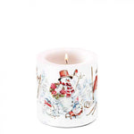 Karácsonyi hóemberes átvilágítós gyertya kicsi Sporty Snowmen