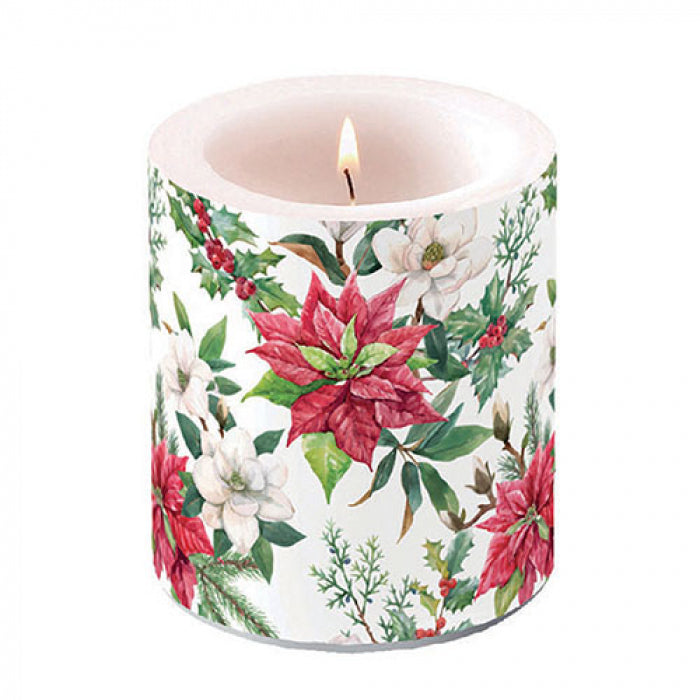 Átvilágítós karácsonyi viasz gyertya Christmas florals mikulásvirág