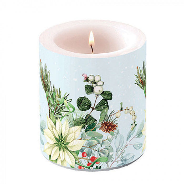 Átvilágítós karácsonyi viasz gyertya Fehér mikulásvirág White poinsettia