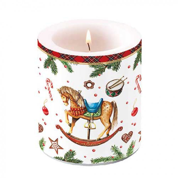 Karácsonyi hintalovas átvilágítós gyertya 10x10 cm Christmas Toys