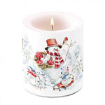 Karácsonyi hóemberes átvilágítós gyertya közepes Sporty Snowmen