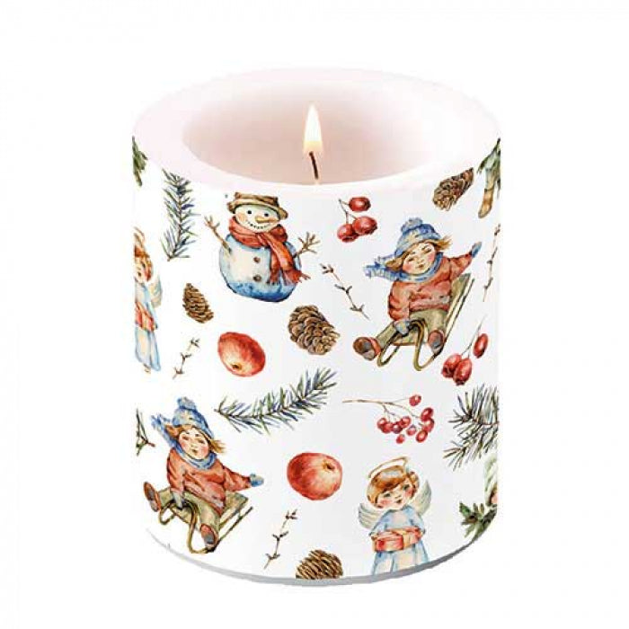 Karácsonyi átvilágítós viasz gyertya 10x10 cm Playing outside