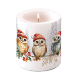 Karácsonyi baglyos gyertya közepes Ø 10x10 cm Wise Owls
