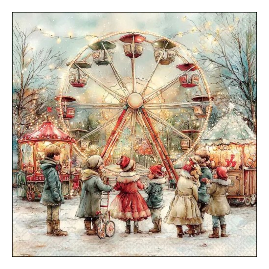 Karácsonyi szalvéta – Theme park, 33x33 cm, 20 db-os