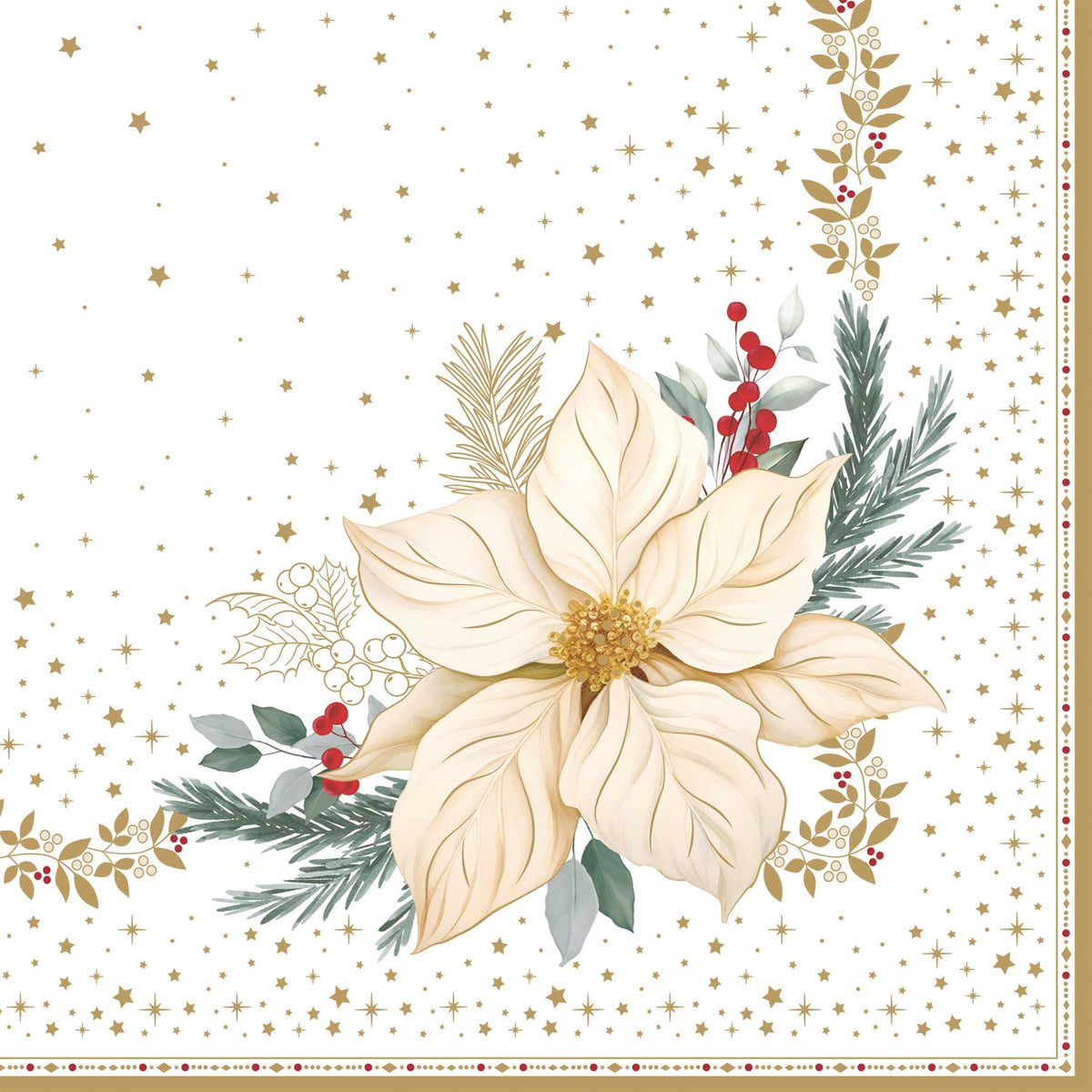 Karácsonyi papírszalvéta 33x33 cm 20 db-os White Elegance