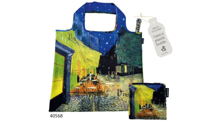 ECO bevásárló táska újrahasznosított műanyag palackból,48x60cm összehajtva:15x12cm Van Gogh Kávéház éjjel