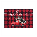 Karácsonyi lábtörlő piros teherautóval Welcome