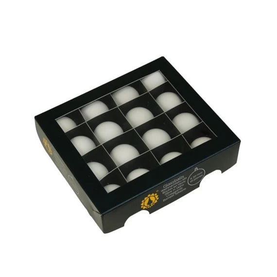 Karácsonyfagömb 3 cm fehér satin (16 db-os szett) – üveg