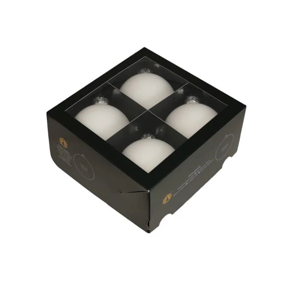 Karácsonyfagömb 10 cm fehér satin (4 db-os szett) – üveg