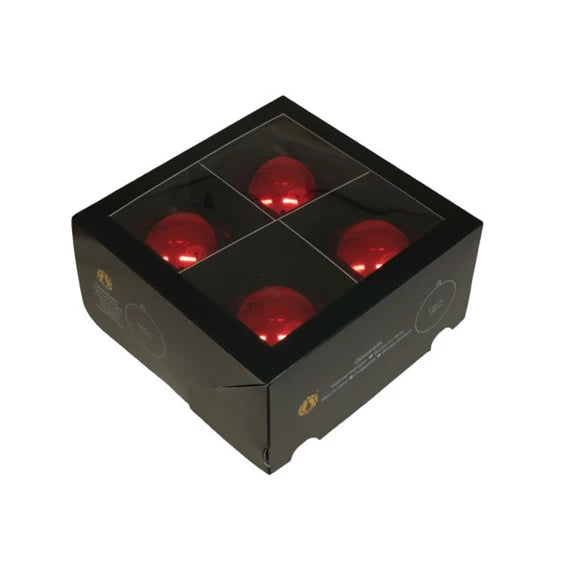 Karácsonyfagömb 10 cm fényes piros (4 db-os szett) – üveg