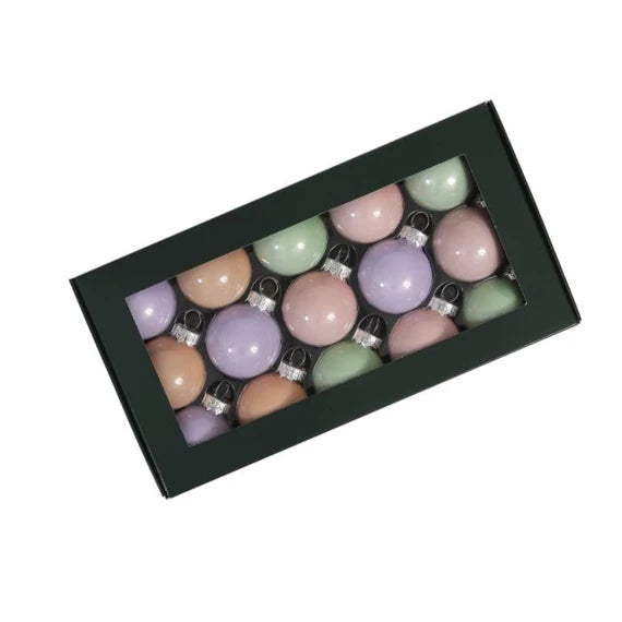 Karácsonyfagömb 4 cm pasztell opál (15 db-os szett) – üveg