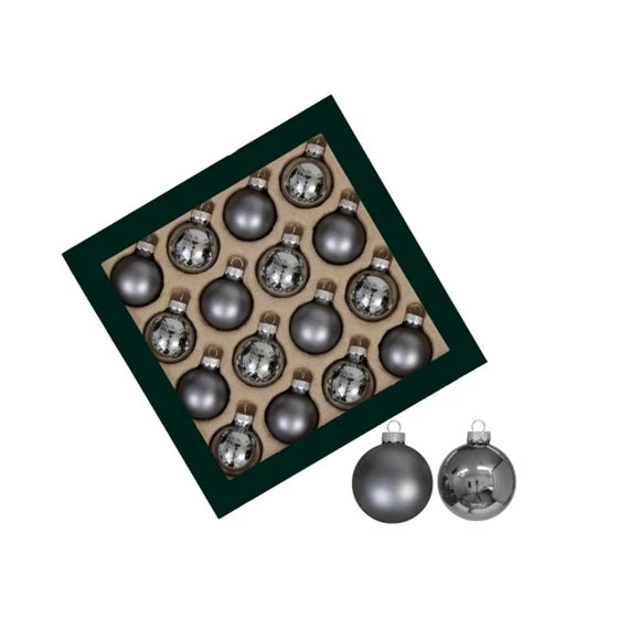 Karácsonyfagömb 3 cm galambszürke (16 db-os szett) – üveg