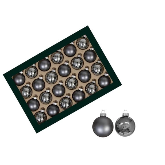 Karácsonyfagömb 4 cm galambszürke (48 db-os szett) – üveg