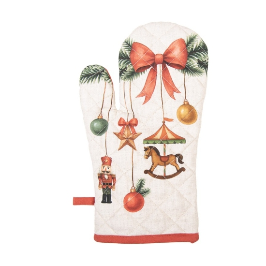 Karácsonyi edényfogó kesztyű 18×30 cm, 100% pamut, Christmas Carousel Dream