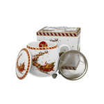 Karácsonyi porcelán bögre tetővel fémszűrővel 430 ml dobozban Santa on Sleigh