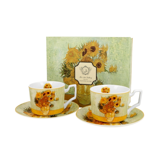 Porcelán két személyes csésze szett Van Gogh Napraforgók 270 ml