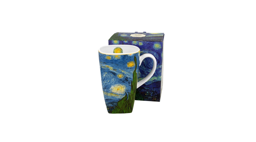Porcelán bögre szögletes 630ml dobozban Van Gogh Csillagos éj