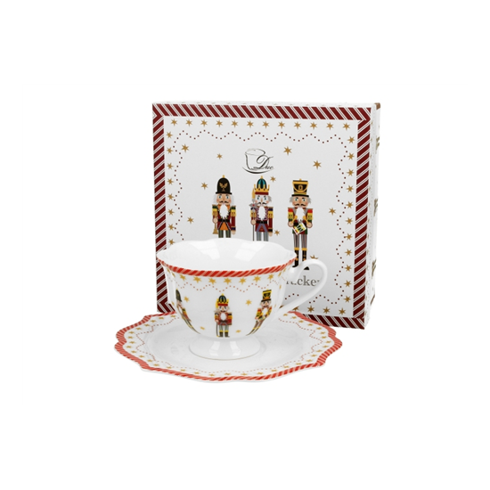 Porcelán diótörős csésze + alj 190 ml dobozban Christmas Nutcracker