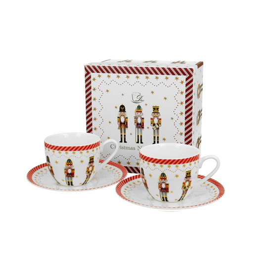 Porcelán diótörős csésze + alj 90 ml 2 személyes dobozban Christmas Nutcracker