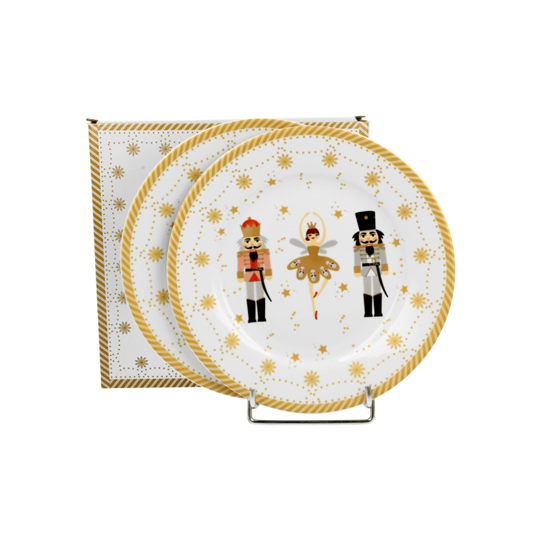 Karácsonyi porcelán desszertes tányér szett 2db-os 19 cm dobozban Christmas Ballerina