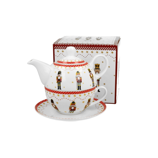 Porcelán diótörős egyszemélyes teáskészlet szett 300 ml dobozban Christmas Nutcracker