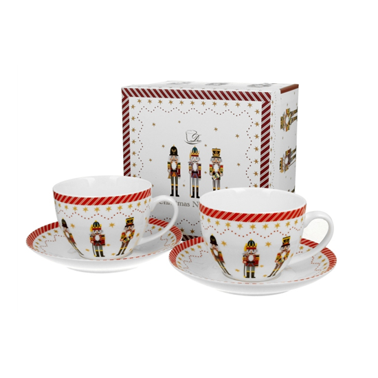 Porcelán diótörős csésze + alj 270 ml 2 személyes dobozban Christmas Nutcracker
