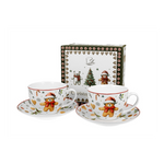 Karácsonyi porcelán mézeskalácsos macis csésze + alj 270 ml 2 személyes dobozban Christmas Cuties