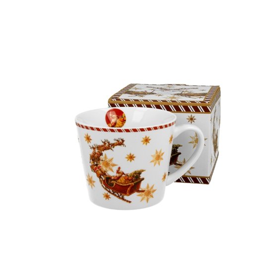 Karácsonyi porcelán bögre 610 ml dobozban Santa on Sleigh