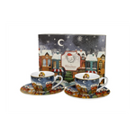 Karácsonyi porcelán csésze aljjal 90 ml 2 személyes dobozban Christmas City